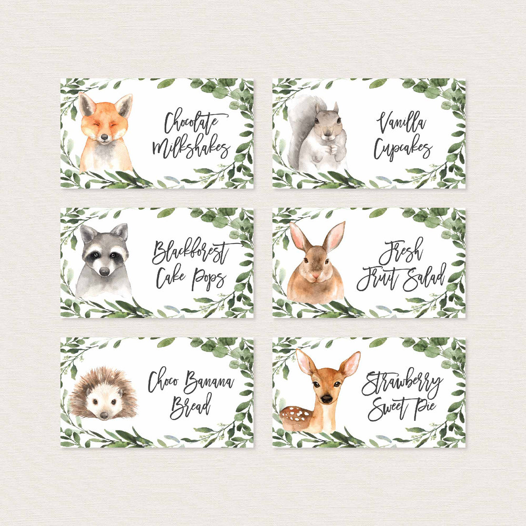 Forest Animals Baby Shower Food Labels Printable