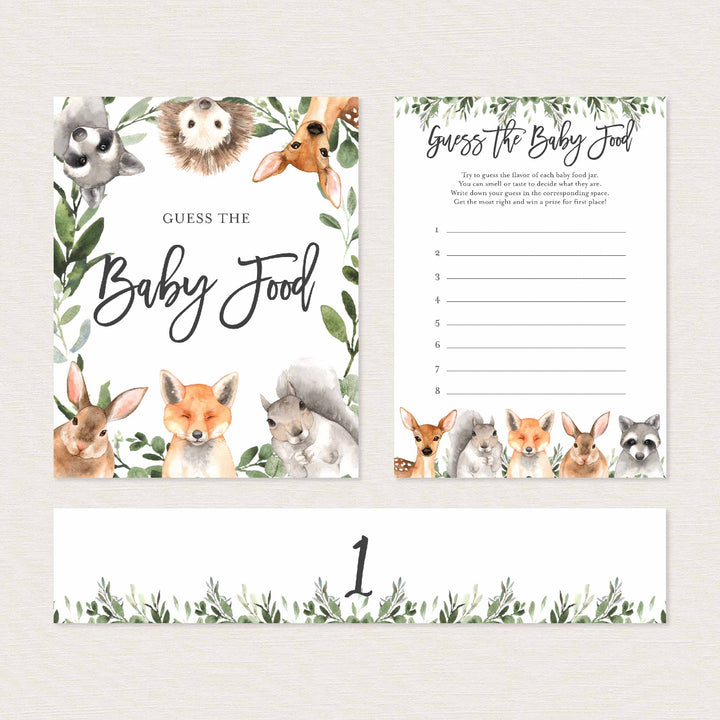 Forest Animals Baby Shower Guess The Baby Food Game Printable