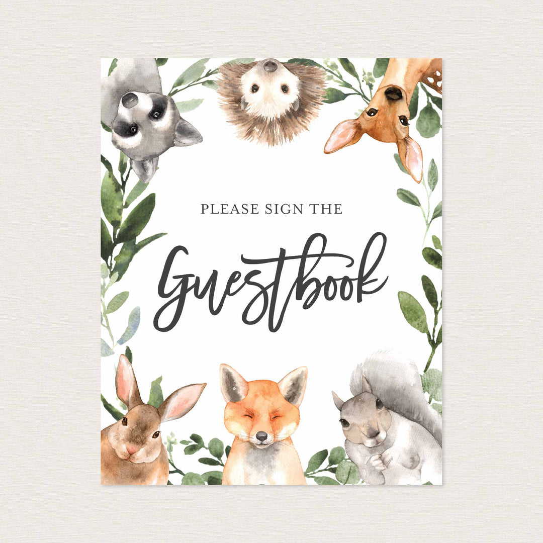 Forest Animals Baby Shower Guestbook Sign Printable