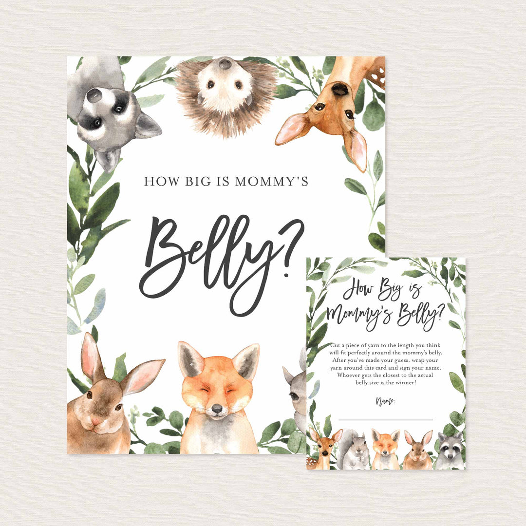 Forest Animals Baby Shower How Big Is Mummy's Belly Game Printable