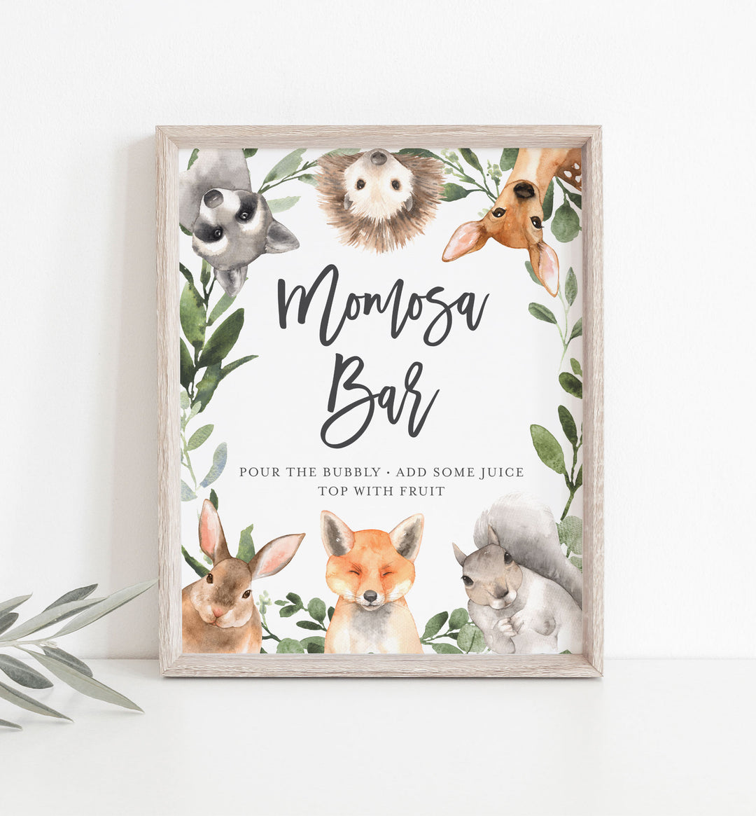 Forest Animals Baby Shower Mimosa Bar Sign Printable