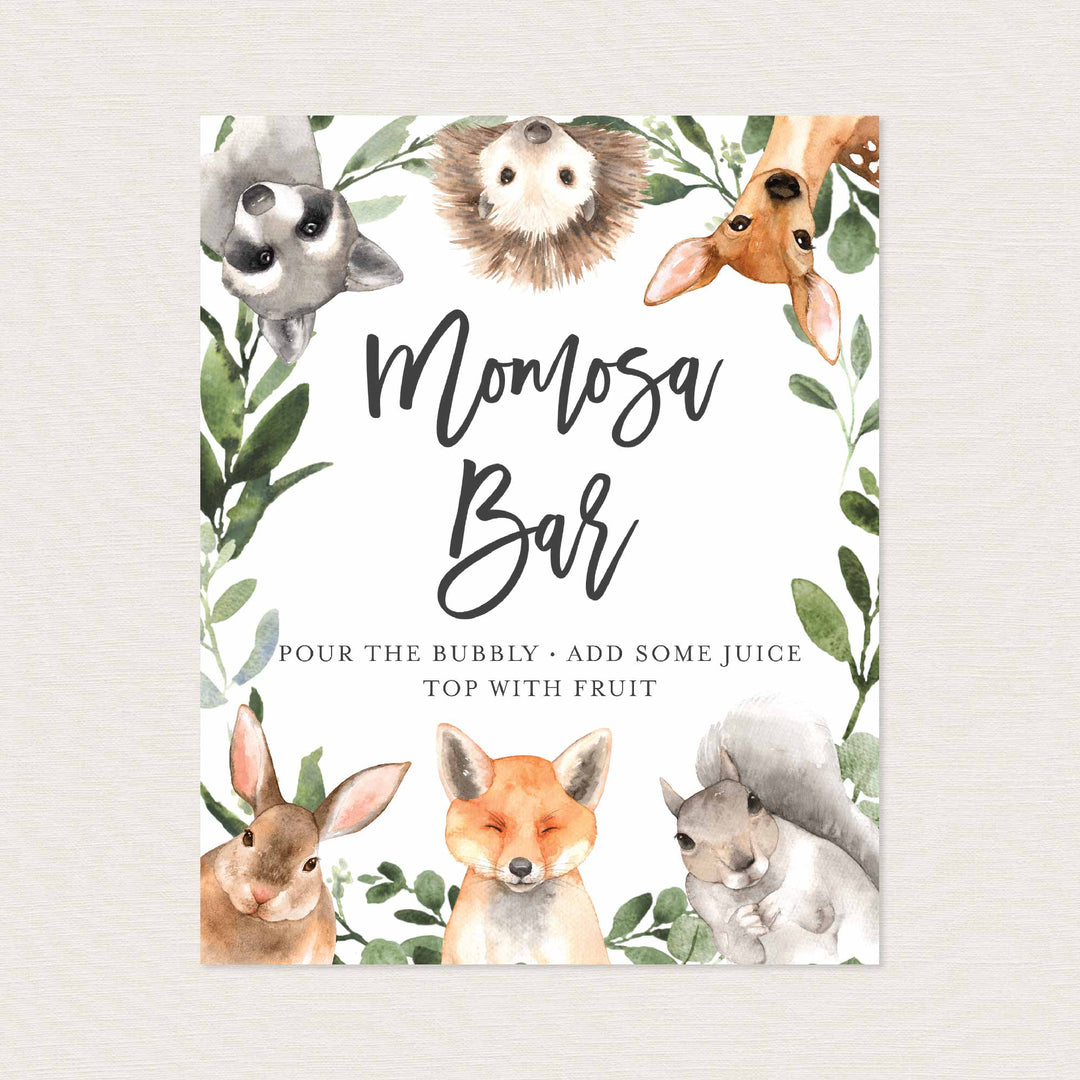 Forest Animals Baby Shower Mimosa Bar Sign Printable