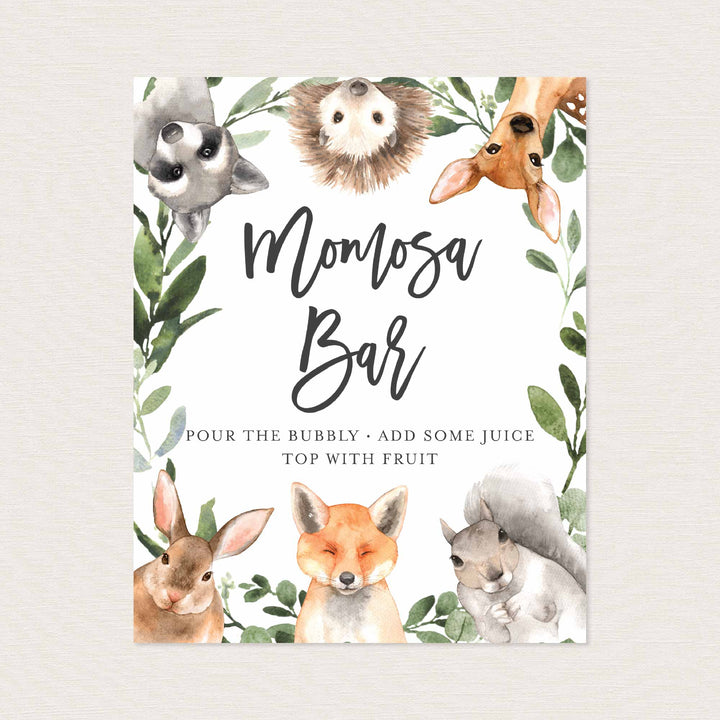 Forest Animals Baby Shower Mimosa Bar Sign Printable