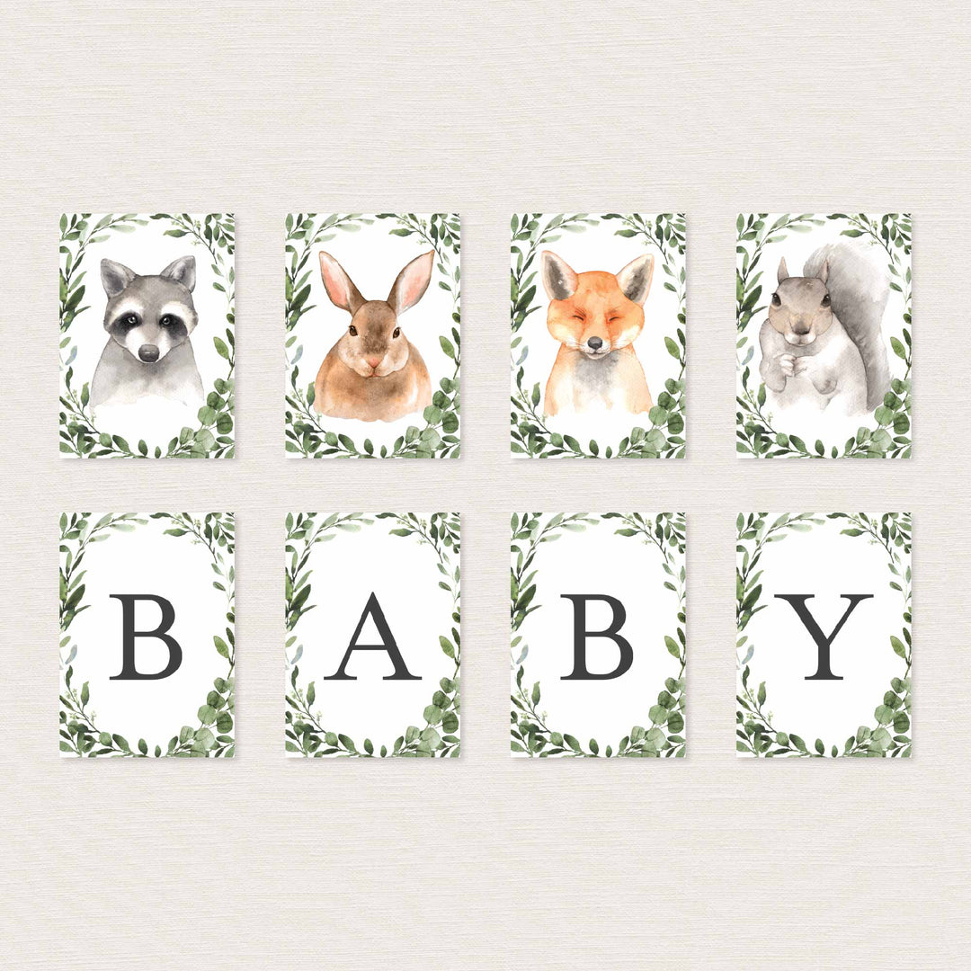 Forest Animals Baby Shower Party Banner Printable