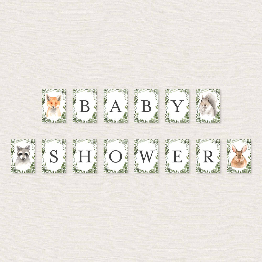 Forest Animals Baby Shower Party Banner Printable