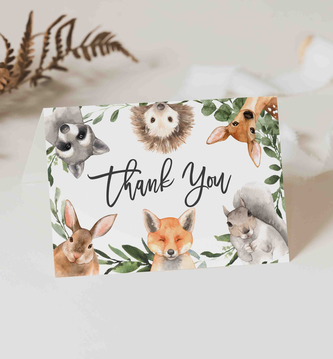 Forest Animals Baby Shower Thank You Card Printable