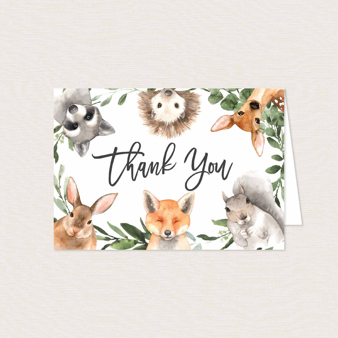 Forest Animals Baby Shower Thank You Card Printable