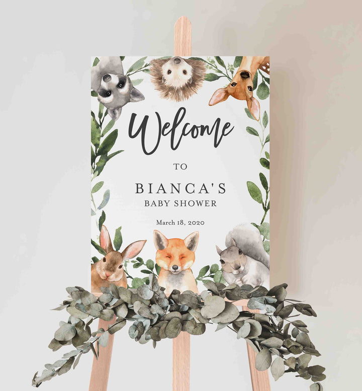 Forest Animals Baby Shower Welcome Sign Printable