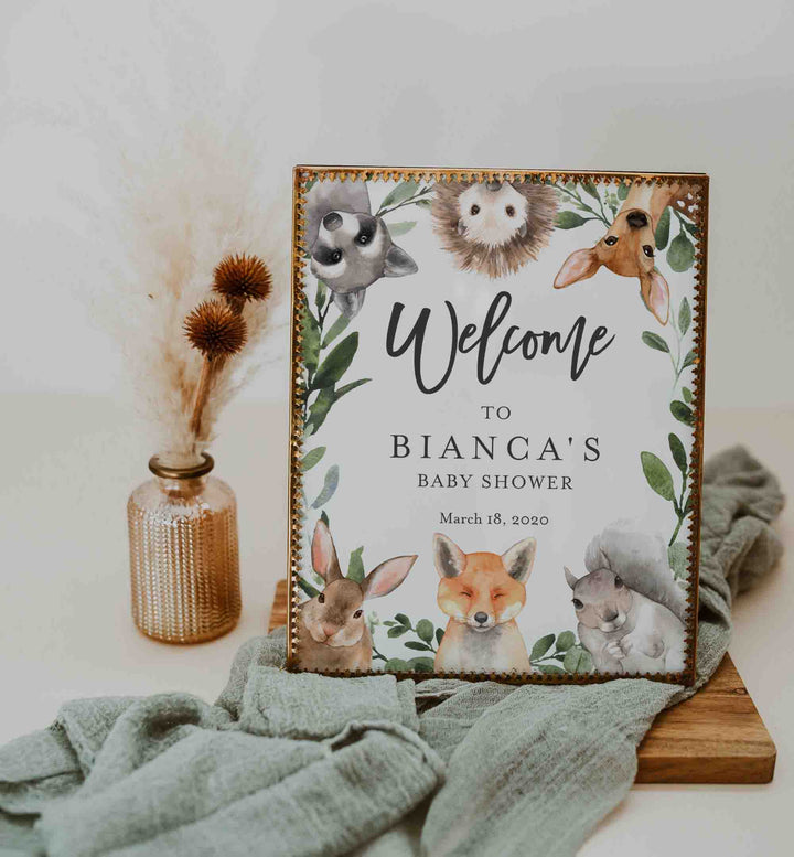 Forest Animals Baby Shower Welcome Sign Printable