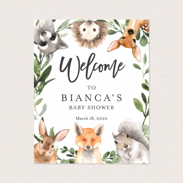 Forest Animals Baby Shower Welcome Sign Printable