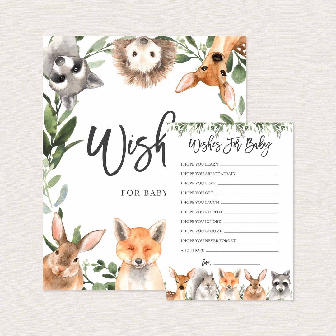 Forest Animals Baby Shower Wishes For Baby Printable