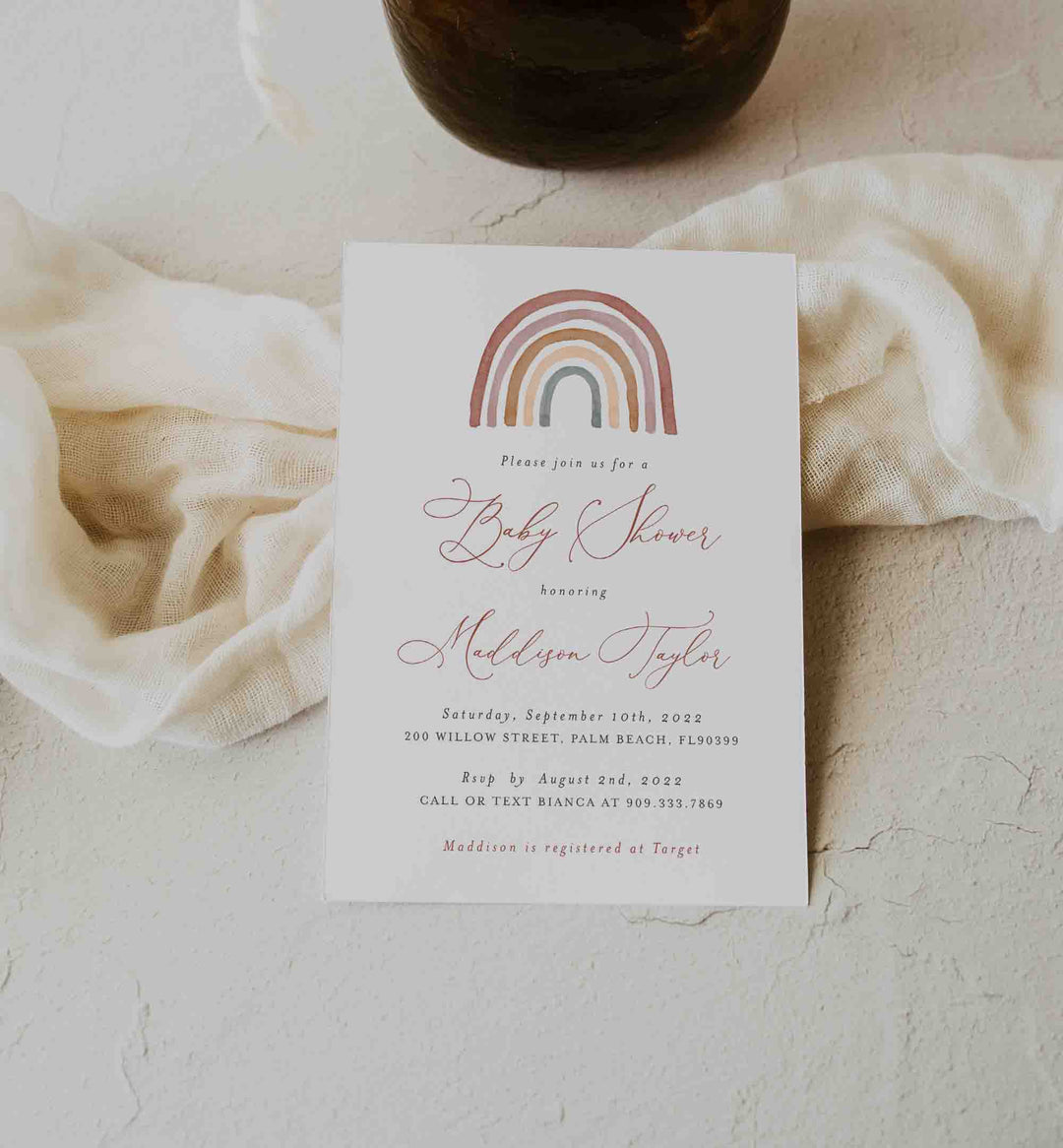 Rainbow Baby Shower Invitation Printable