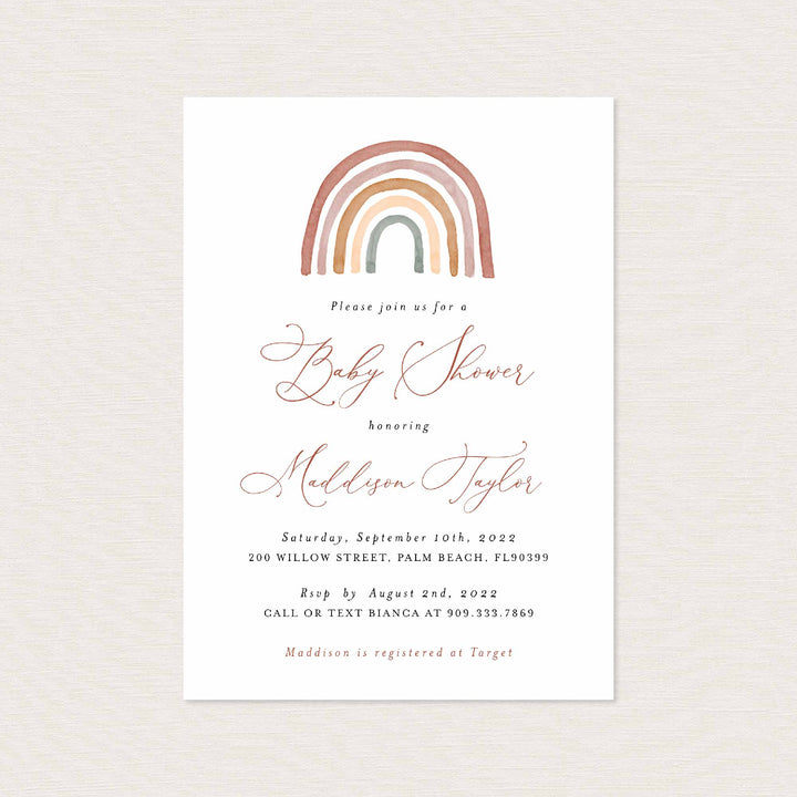 Rainbow Baby Shower Invitation Printable