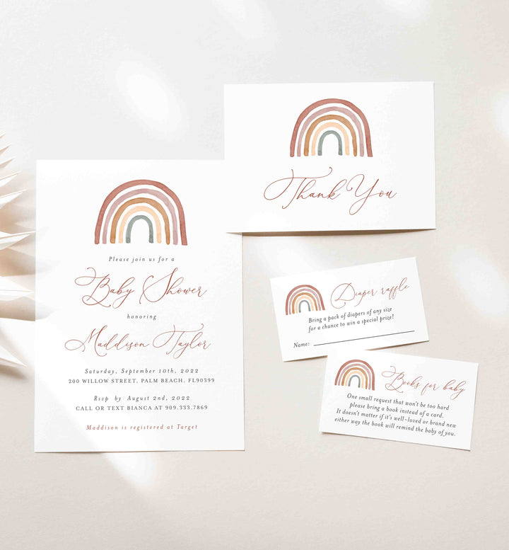 Rainbow Baby Shower Suite Printable