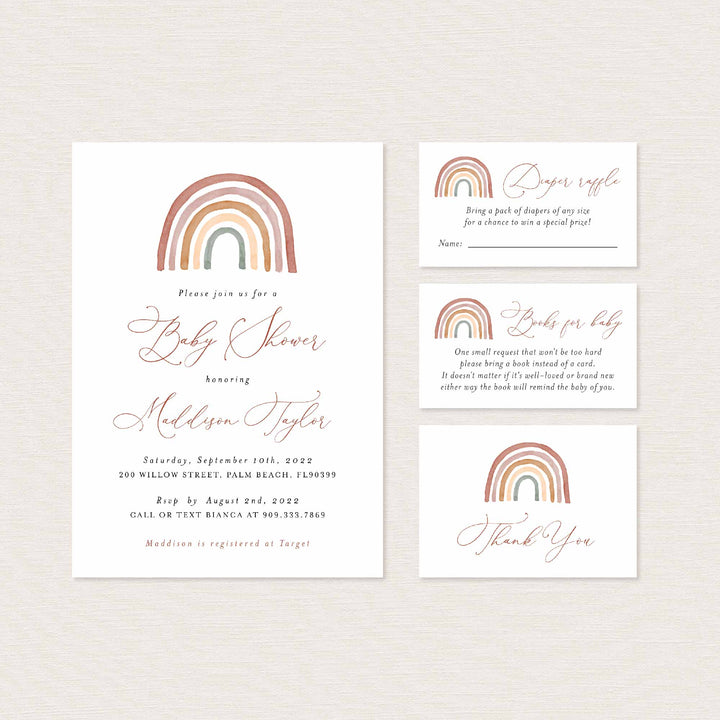 Rainbow Baby Shower Suite Printable