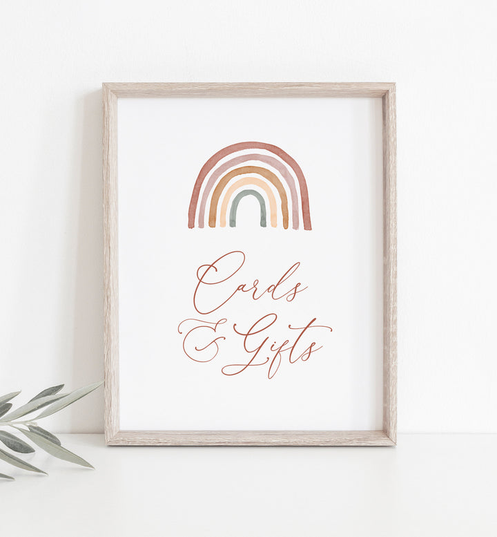 Rainbow Baby Shower Cards and Gifts Sign Printable