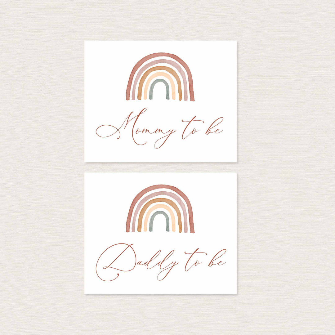 Rainbow Mummy and Daddy To Be Chair Sign Printable