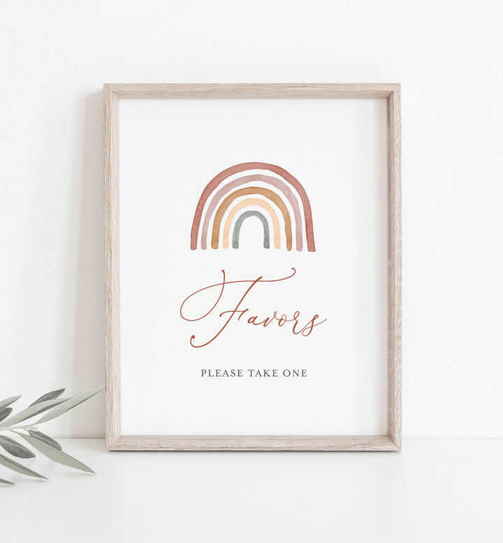 Rainbow Baby Shower Favours Sign Printable