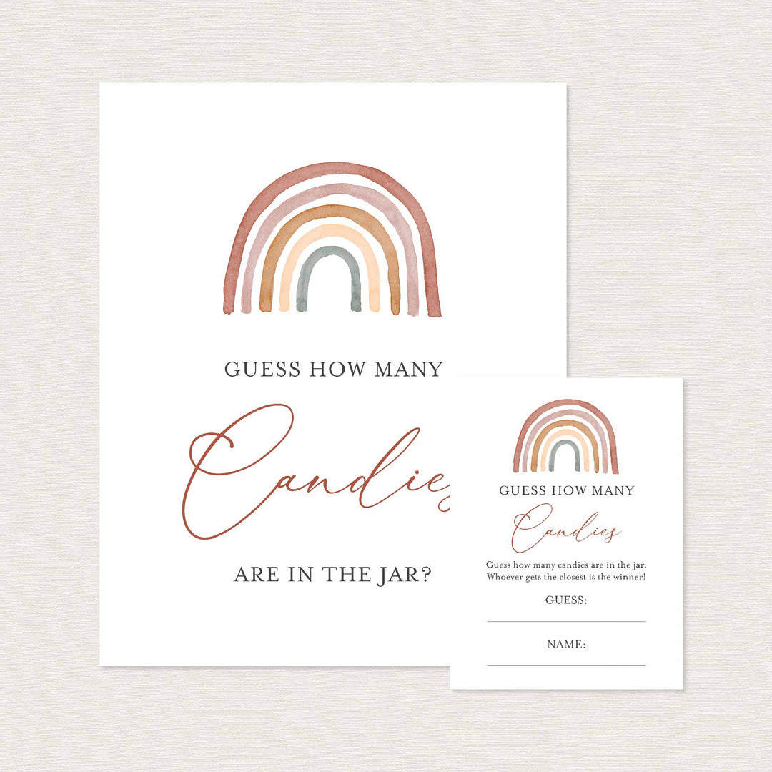 Rainbow Baby Shower Guess How Many Candies Game Printable