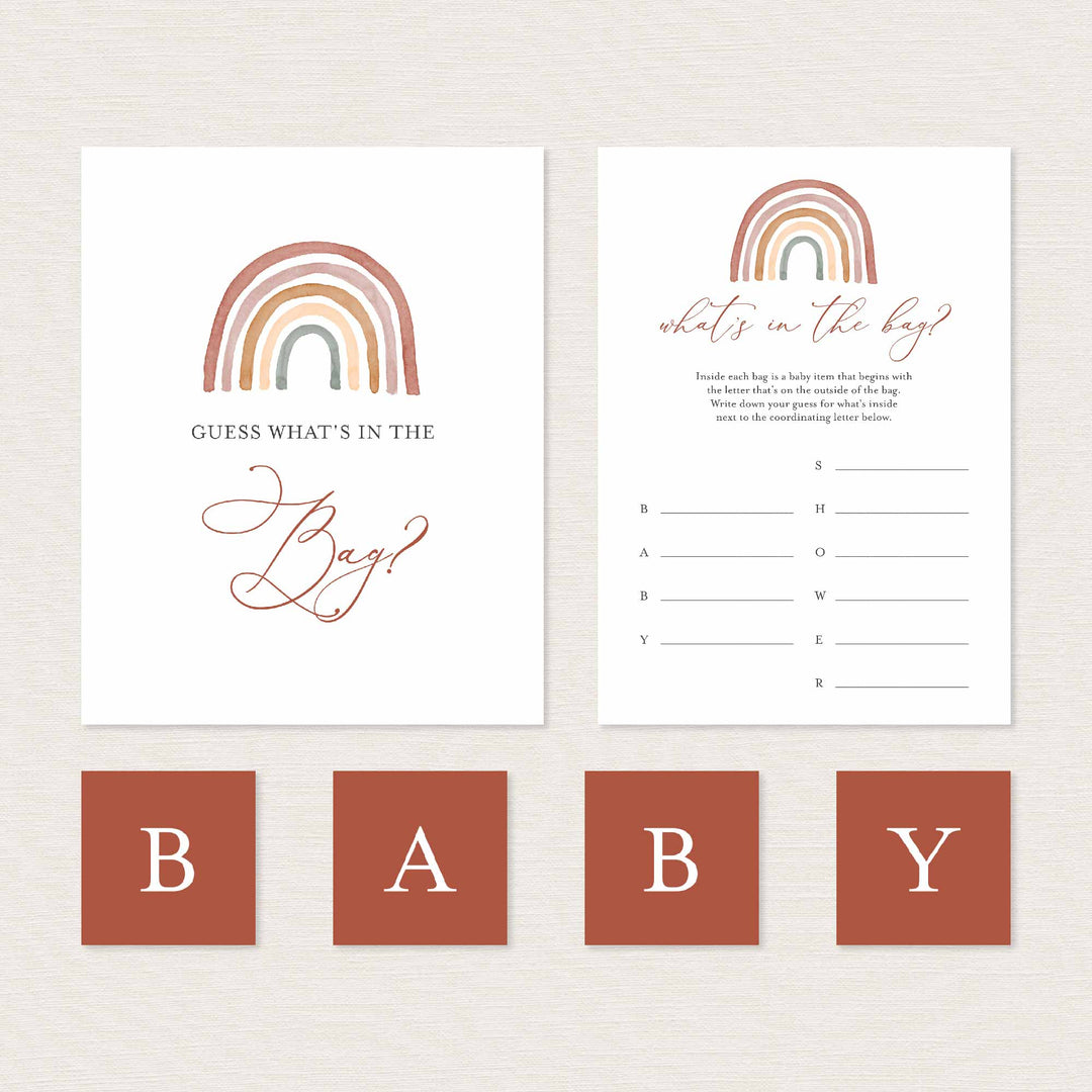 Rainbow Baby Shower Guess What's In The Bag Game Printable