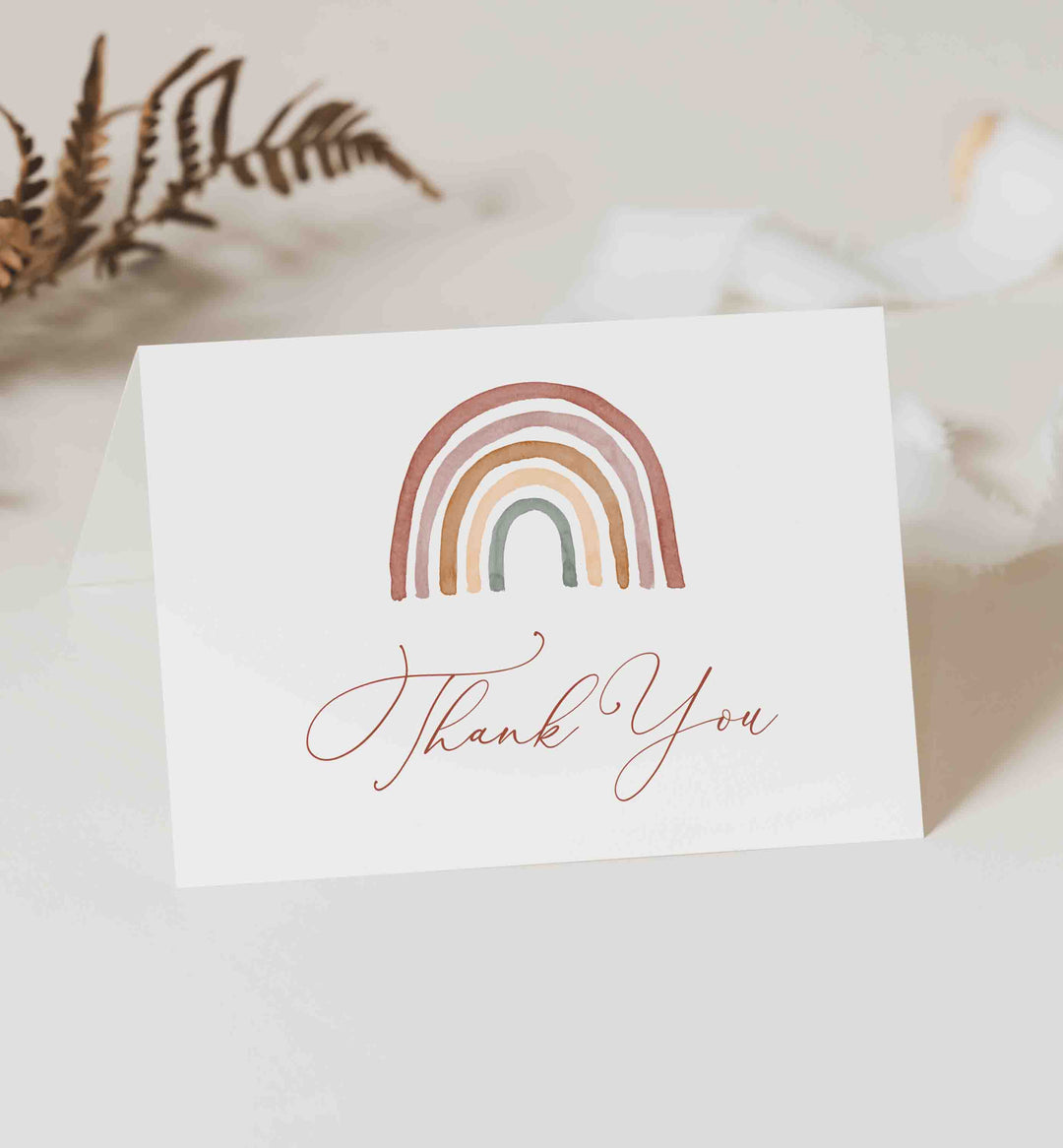 Rainbow Baby Shower Thank You Card Printable