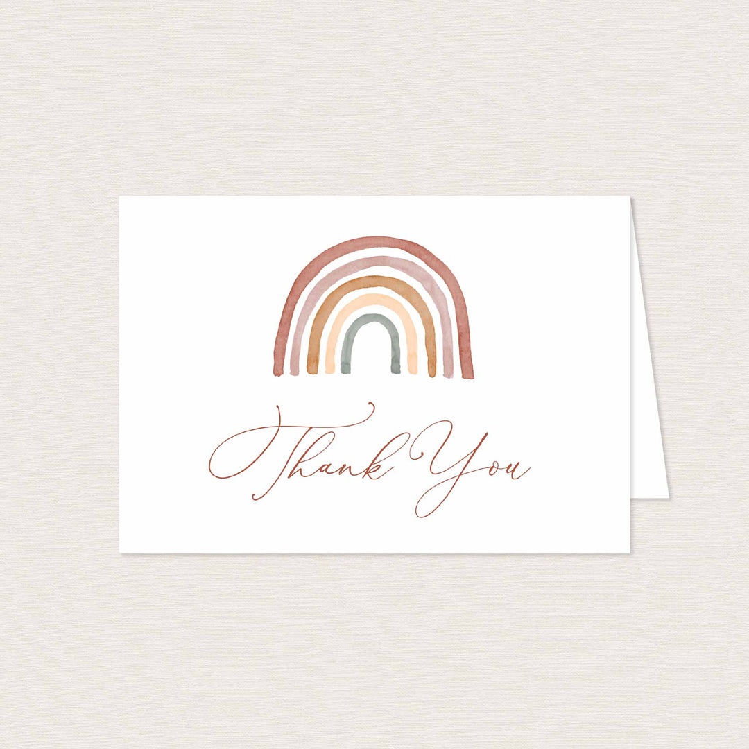 Rainbow Baby Shower Thank You Card Printable