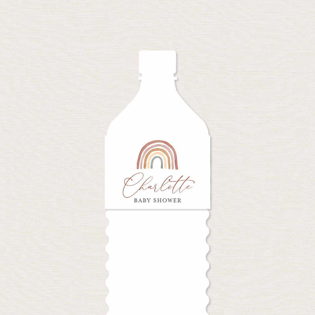 Rainbow Baby Shower Water Bottle Label Printable