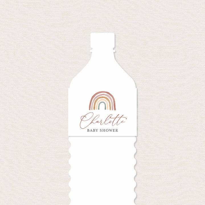 Rainbow Baby Shower Water Bottle Label Printable