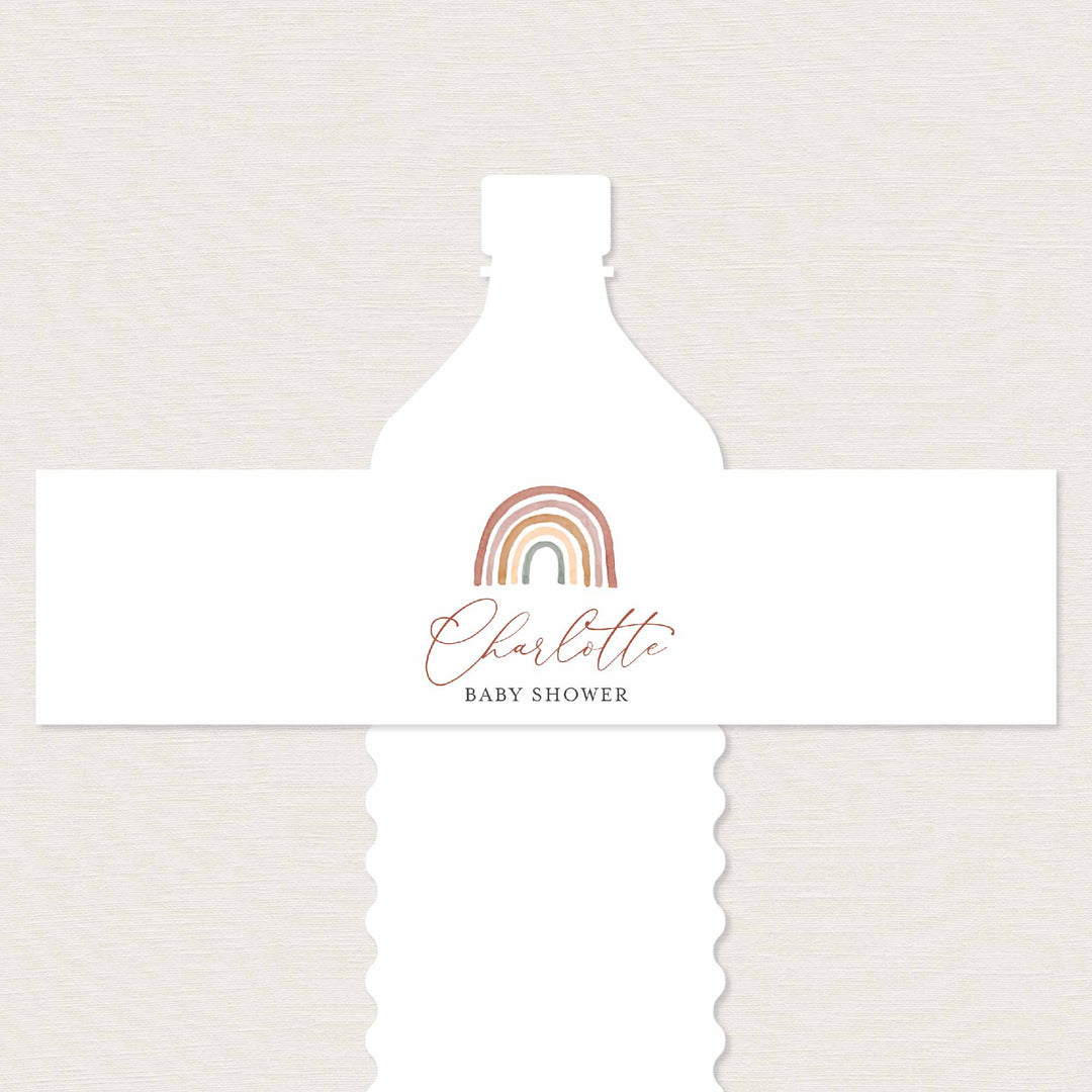 Rainbow Baby Shower Water Bottle Label Printable