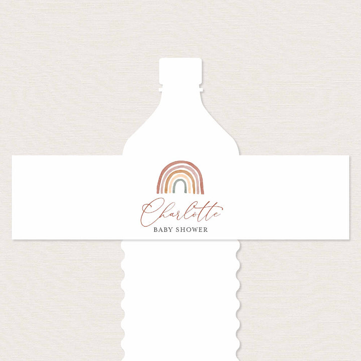 Rainbow Baby Shower Water Bottle Label Printable