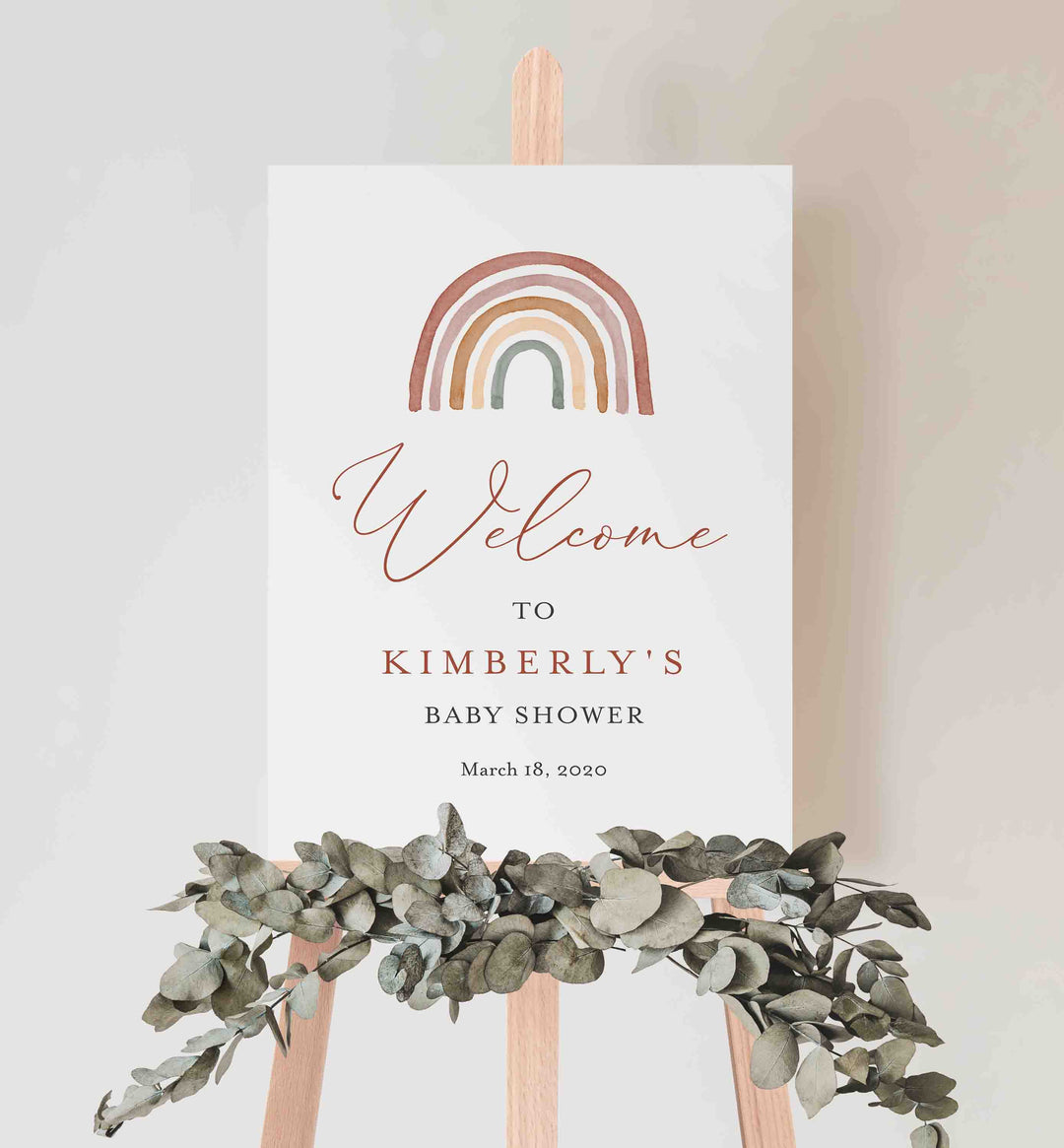 Rainbow Baby Shower Welcome Sign Printable