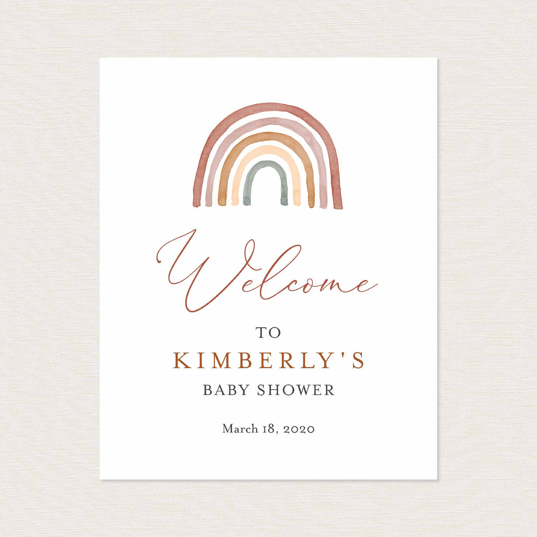 Rainbow Baby Shower Welcome Sign Printable