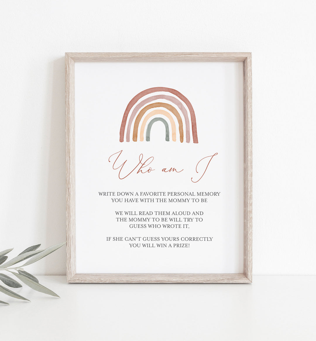 Rainbow Baby Shower Who Am I Game Printable