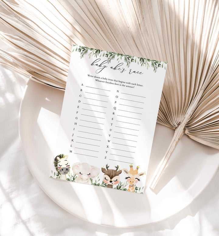 Baby Safari Baby Shower ABC's Race Game Printable