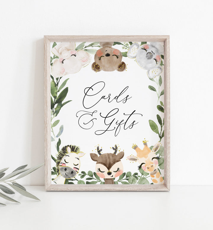 Baby Safari Baby Shower Cards and Gifts Sign Printable