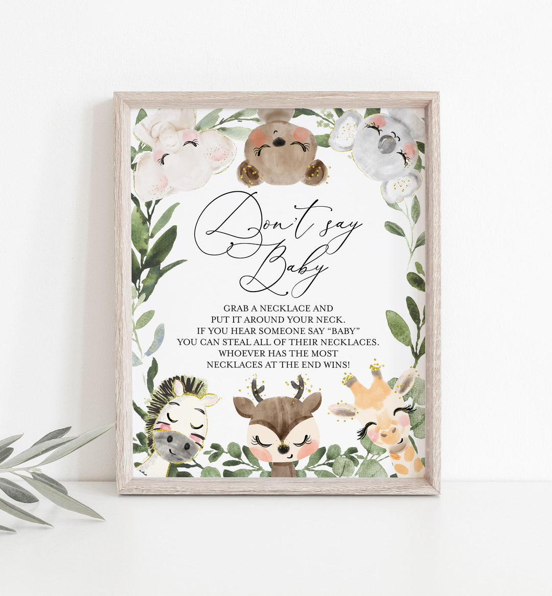 Baby Safari Baby Shower Don't Say Baby Game Printable