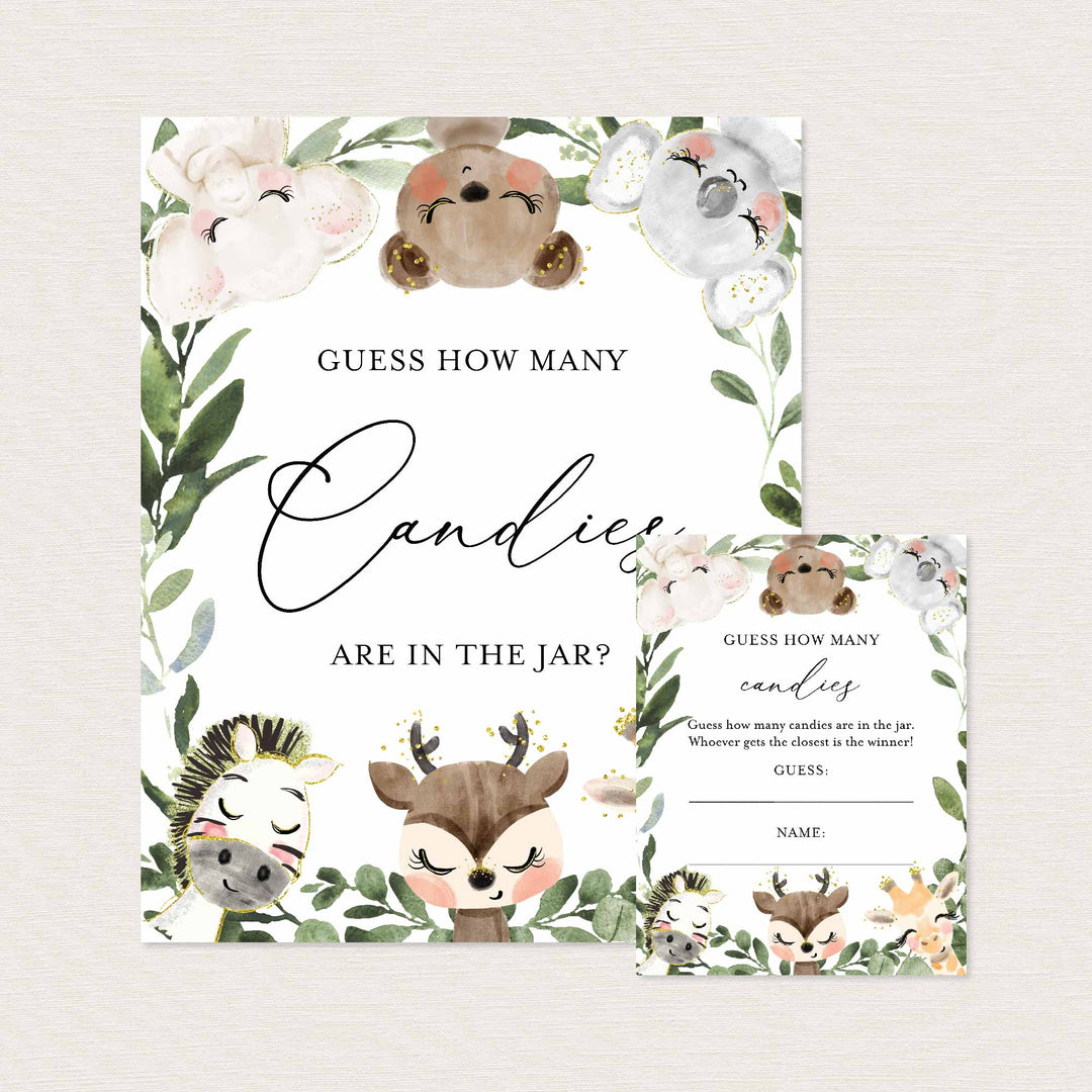 Baby Safari Baby Shower Guess How Many Candies Game Printable