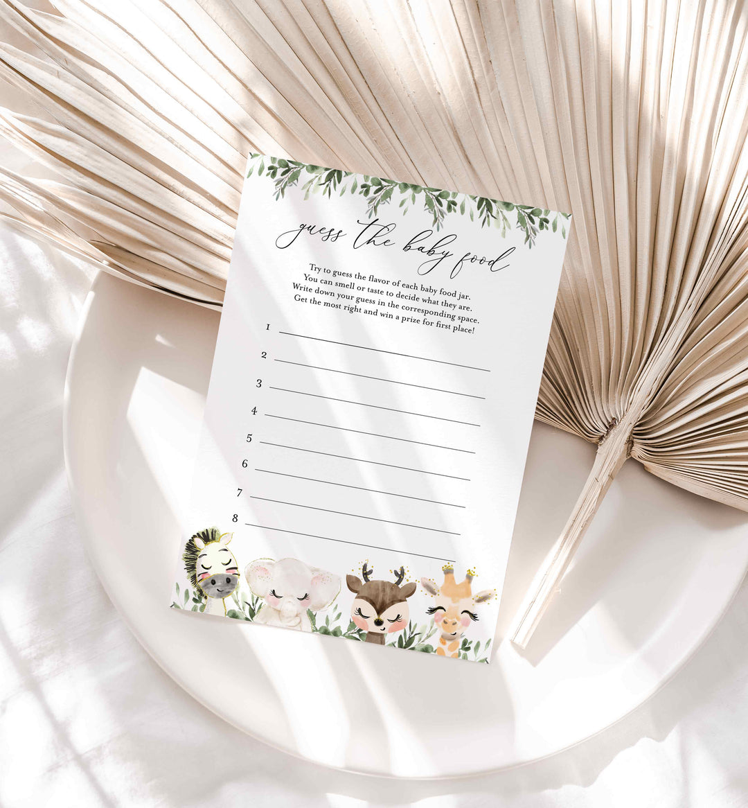 Baby Safari Baby Shower Guess The Baby Food Game Printable