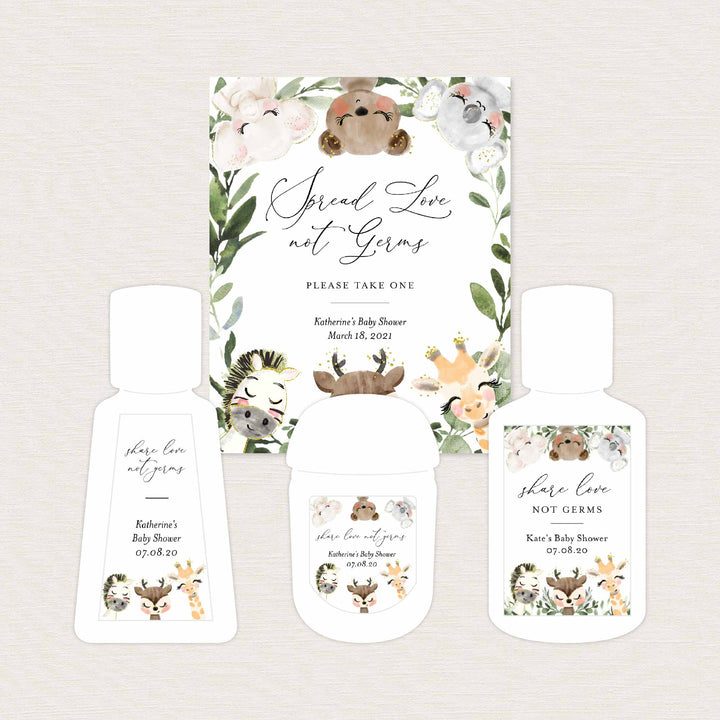 Baby Safari Baby Shower Hand Sanitizer Label Printable