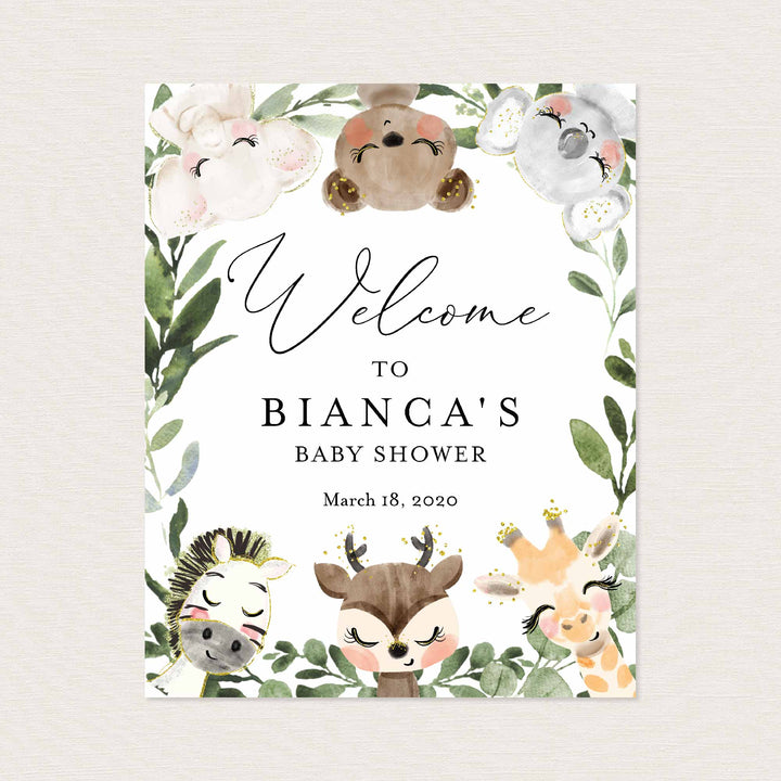 Baby Safari Baby Shower Welcome Sign Printable