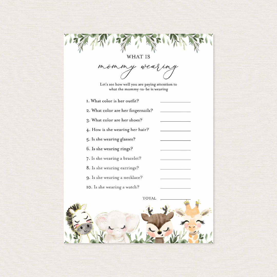 Baby Safari Baby Shower What Is Mummy Wearing Game Printable