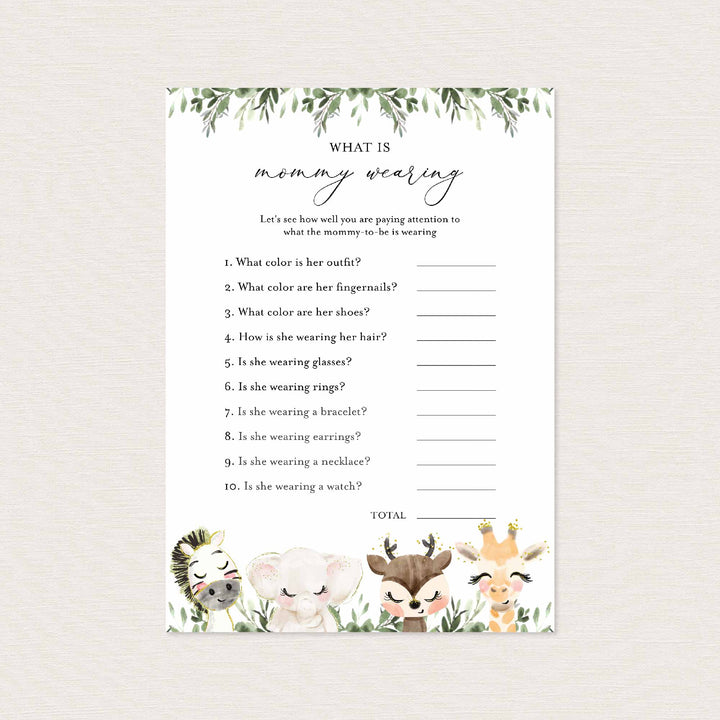 Baby Safari Baby Shower What Is Mummy Wearing Game Printable