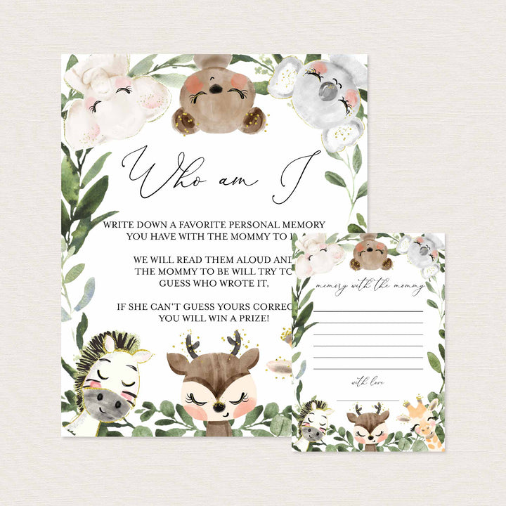 Baby Safari Baby Shower Who Am I Game Printable