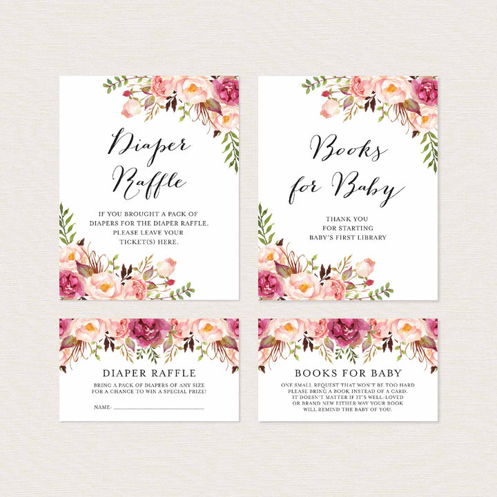 Pink Floral Baby Shower Suite Printable