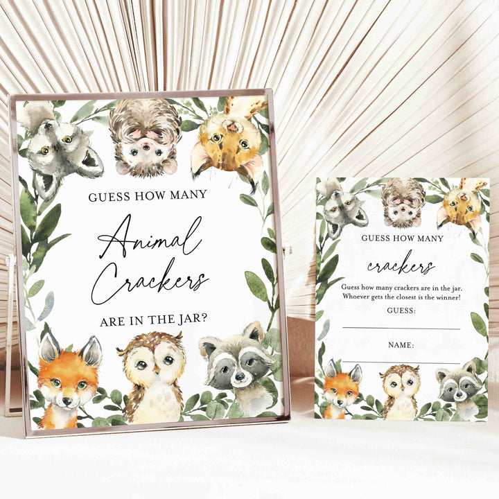 Little Woodland Baby Shower Guess How Many Animal Crackers Game Printable