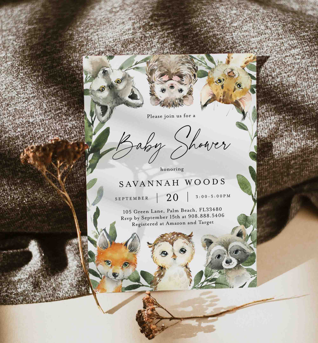 Little Woodland Baby Shower Invitation Printable