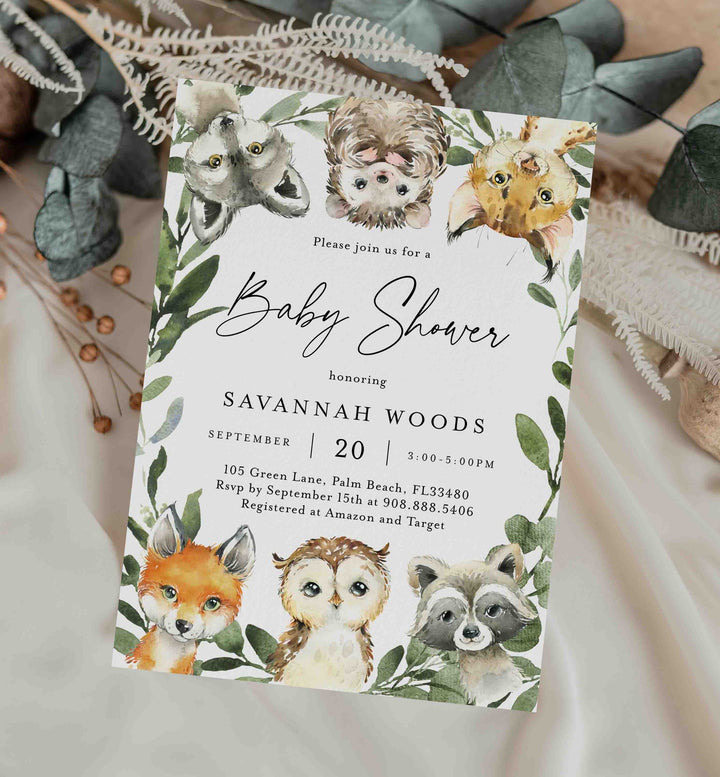 Little Woodland Baby Shower Invitation Printable