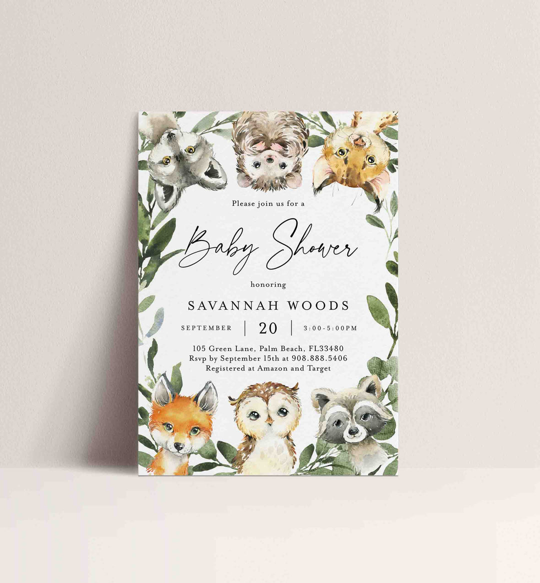 Little Woodland Baby Shower Invitation Printable