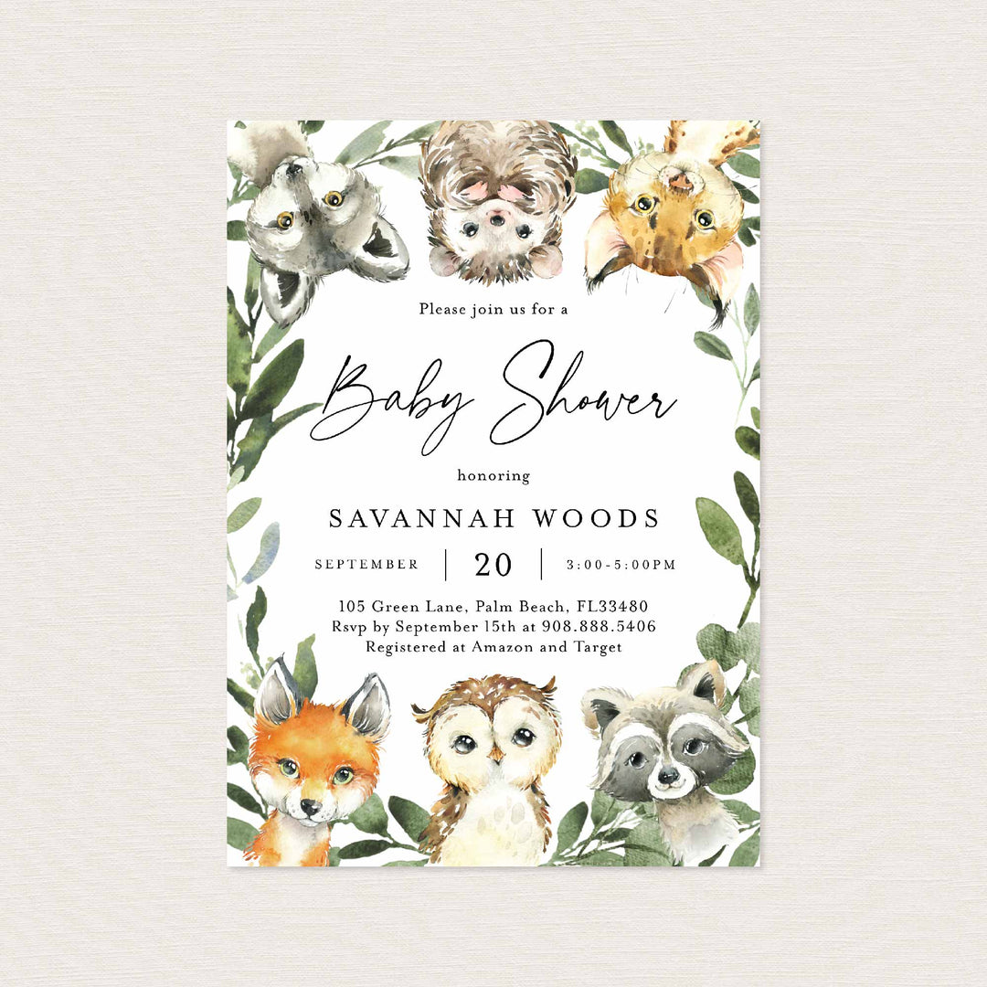 Little Woodland Baby Shower Invitation Printable