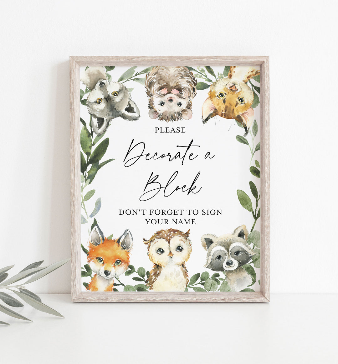 Little Woodland Baby Shower Decorate A Block Printable